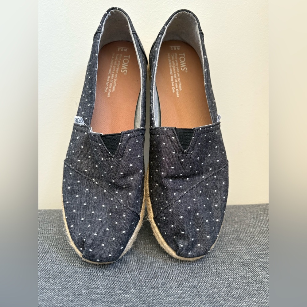 TOMS Women's Alpargata Chambray Dot Espadrilles - EUC!